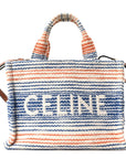 Canvas Calfskin Striped Triomphe Small Cabas Thais Multicolor