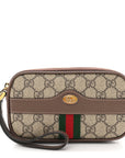 GG Supreme Monogram Ophidia Phone Case Wristlet Brown