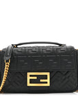 Nappa Small FF Embossed Mid Chain Baguette Black
