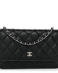 Caviar Quilted Wallet on Chain WOC Black