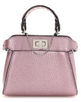 Metallic Cuoio Romano Selleria Nano Peekaboo Satchel Purple
