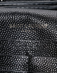 Grain De Poudre Matelasse Chevron Monogram Monochrome Envelope Chain Wallet Black