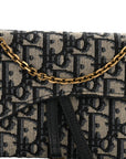 Oblique Saddle Chain Long Wallet Blue