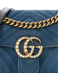 Denim Matelasse Mini Pearly GG Marmont Shoulder Bag Blue