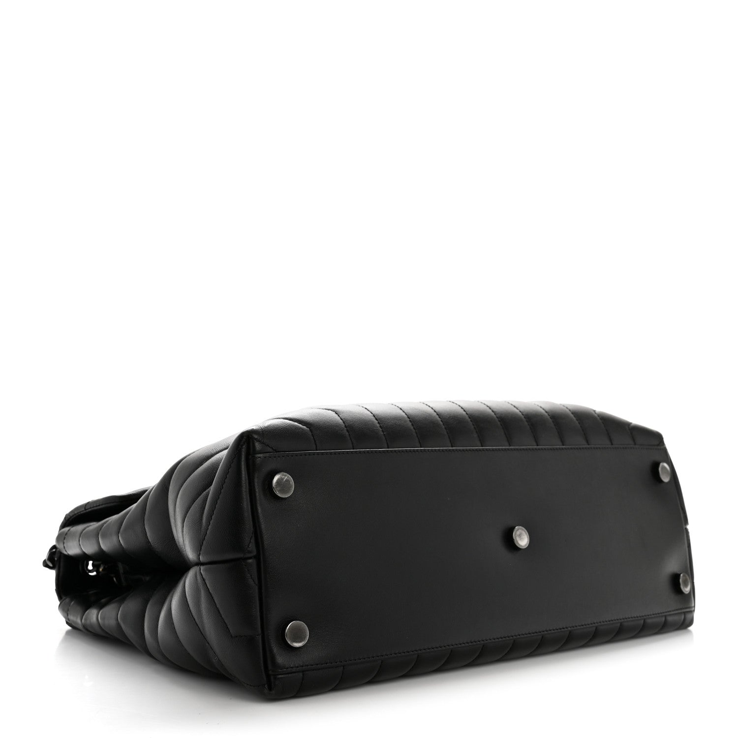 Calfskin Y Quilted Monogram Large Loulou Chain Satchel Black