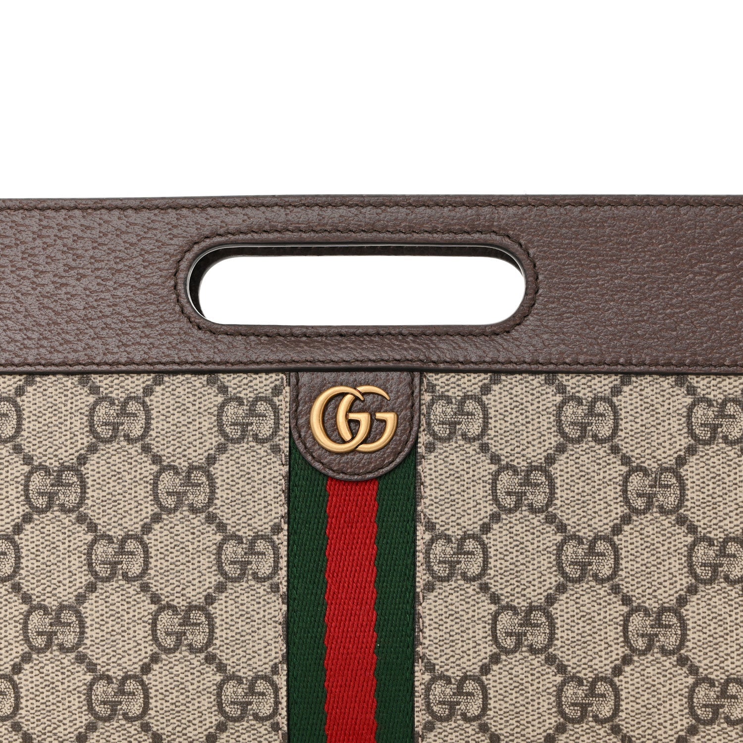 GG Supreme Monogram Textured Dollar Calfskin Web Ophidia Slip Handle Belt Bag 90 36 Beige Ebony New Acero