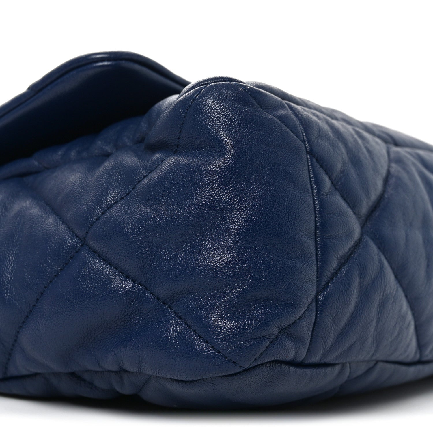 Goatskin Quilted Maxi CHNL 19 Flap Navy Blue