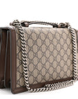 GG Supreme Monogram Textured Dollar Calfskin Top Handle Dionysus Shoulder Bag Beige Ebony New Acero