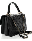 Lambskin Quilted Small Trendy CC Dual Handle Flap Bag Black