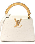 Iridescent Ostrich Capucines Mini White Gold
