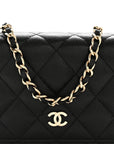 Caviar Quilted Mini Wallet On Chain WOC Black