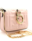 Nappa Matisse FF Embossed Nano Maxi Buckle Baguette Charm Rosa Quarzo