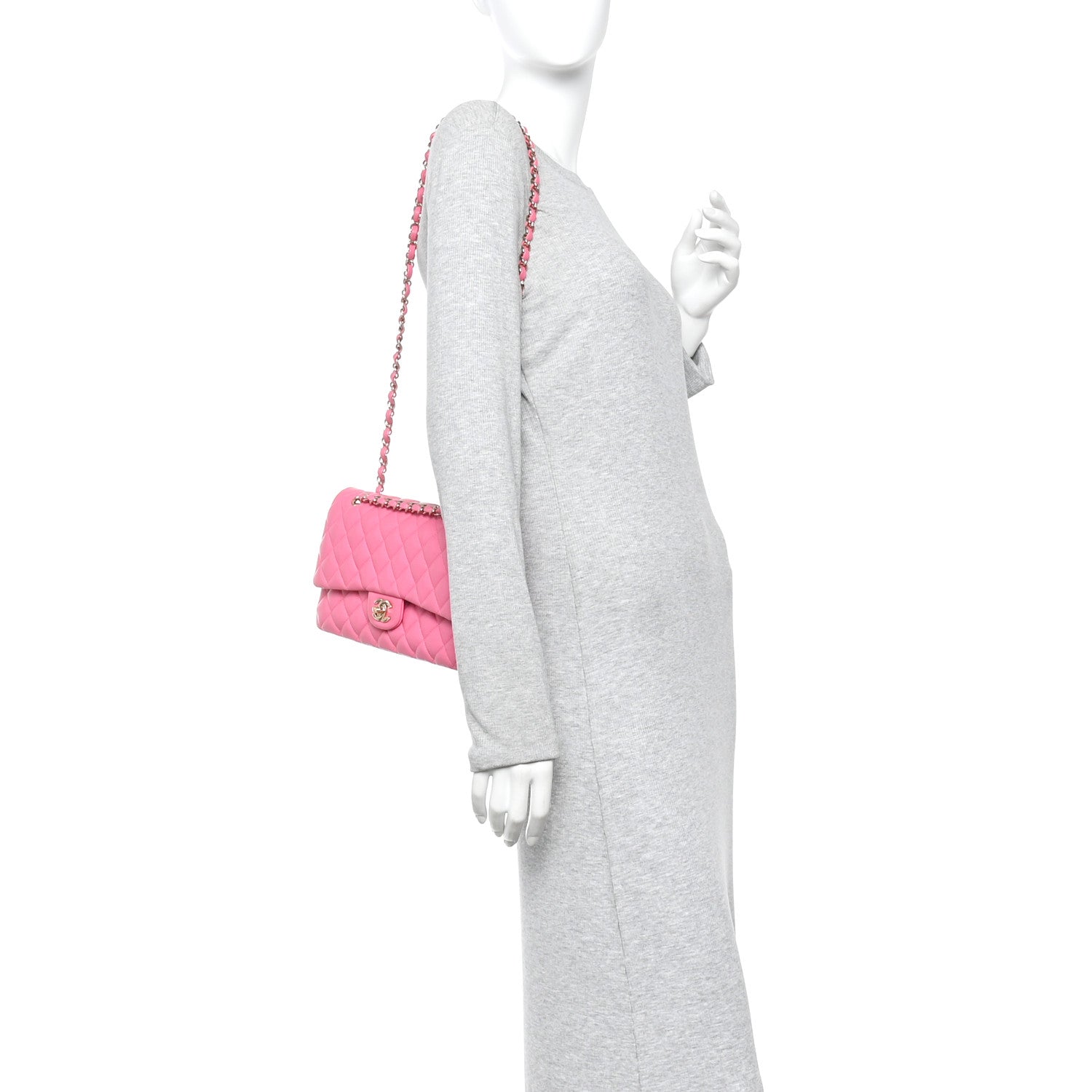 Caviar Quilted Medium Double Flap Pink