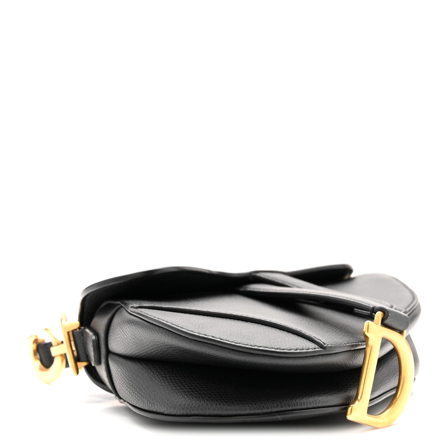 Grained Calfskin Mini Saddle Bag Black