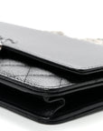 Grained Calfskin Quilted CC Box Wallet On Chain WOC Black