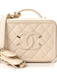 Caviar Quilted Small CC Filigree Vanity Case White
