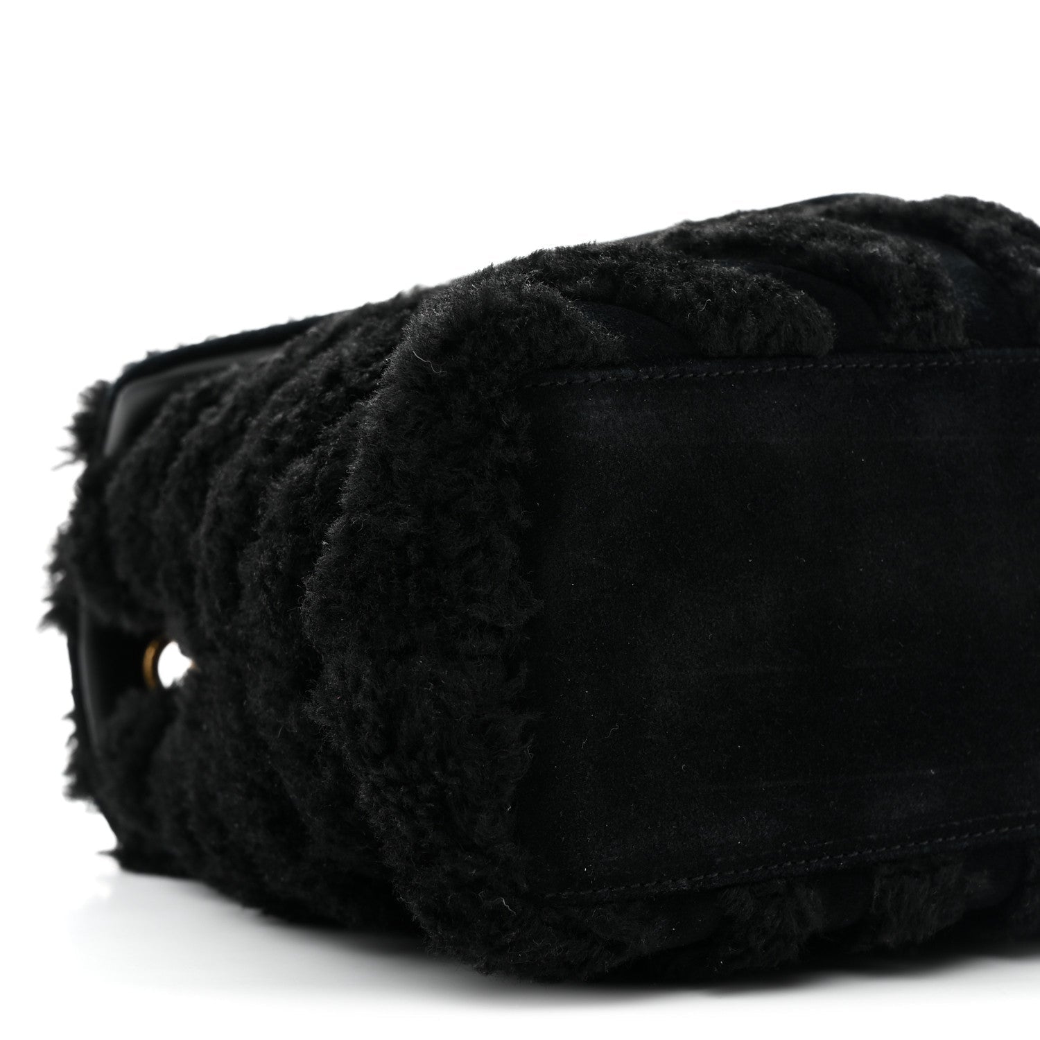 Shearling Y Quilted Monogram Medium Loulou Chain Satchel Black