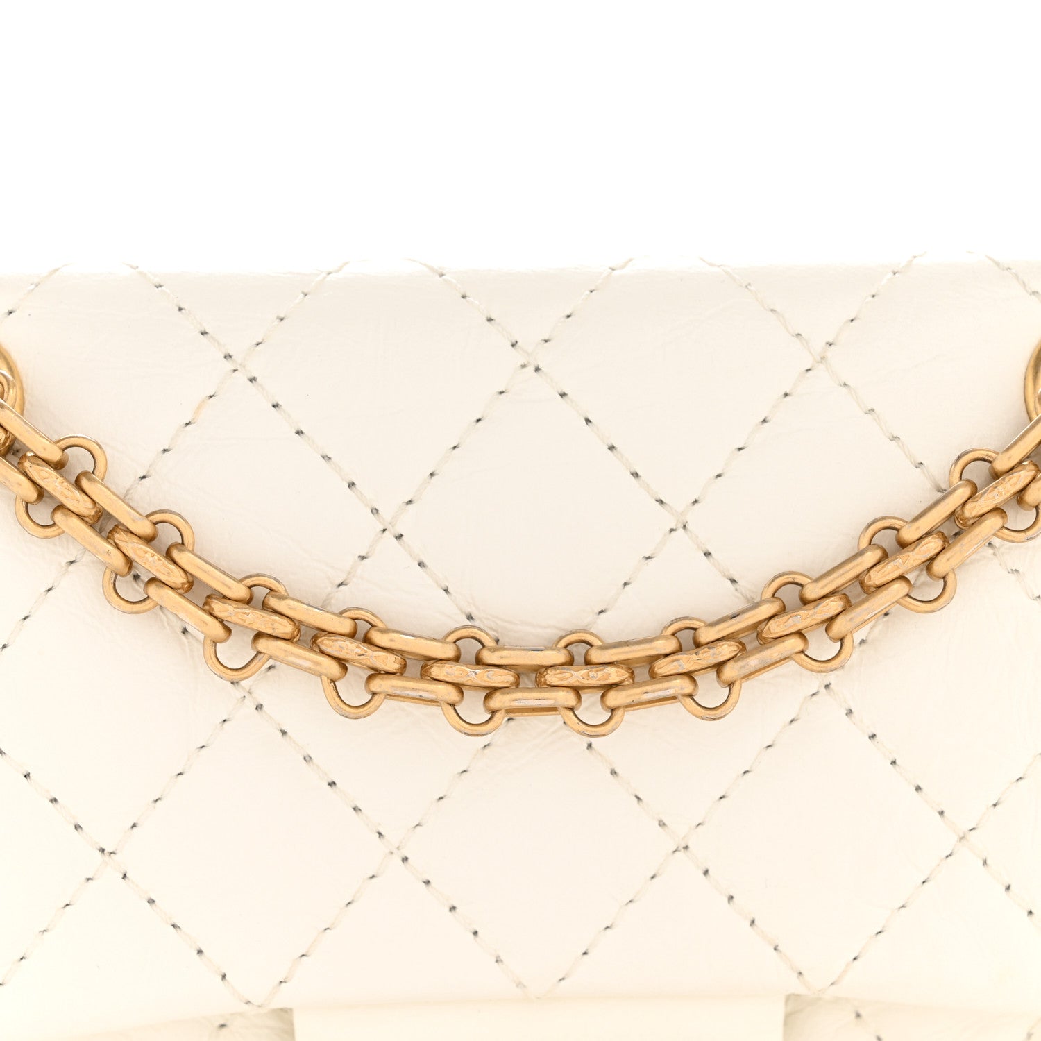 Aged Calfskin Quilted 2.55 Reissue Mini Flap White