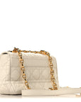 Grained Calfskin Cannage Small Caro Bag White