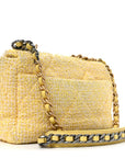 Tweed Quilted Medium CHNL 19 Flap Yellow Pink