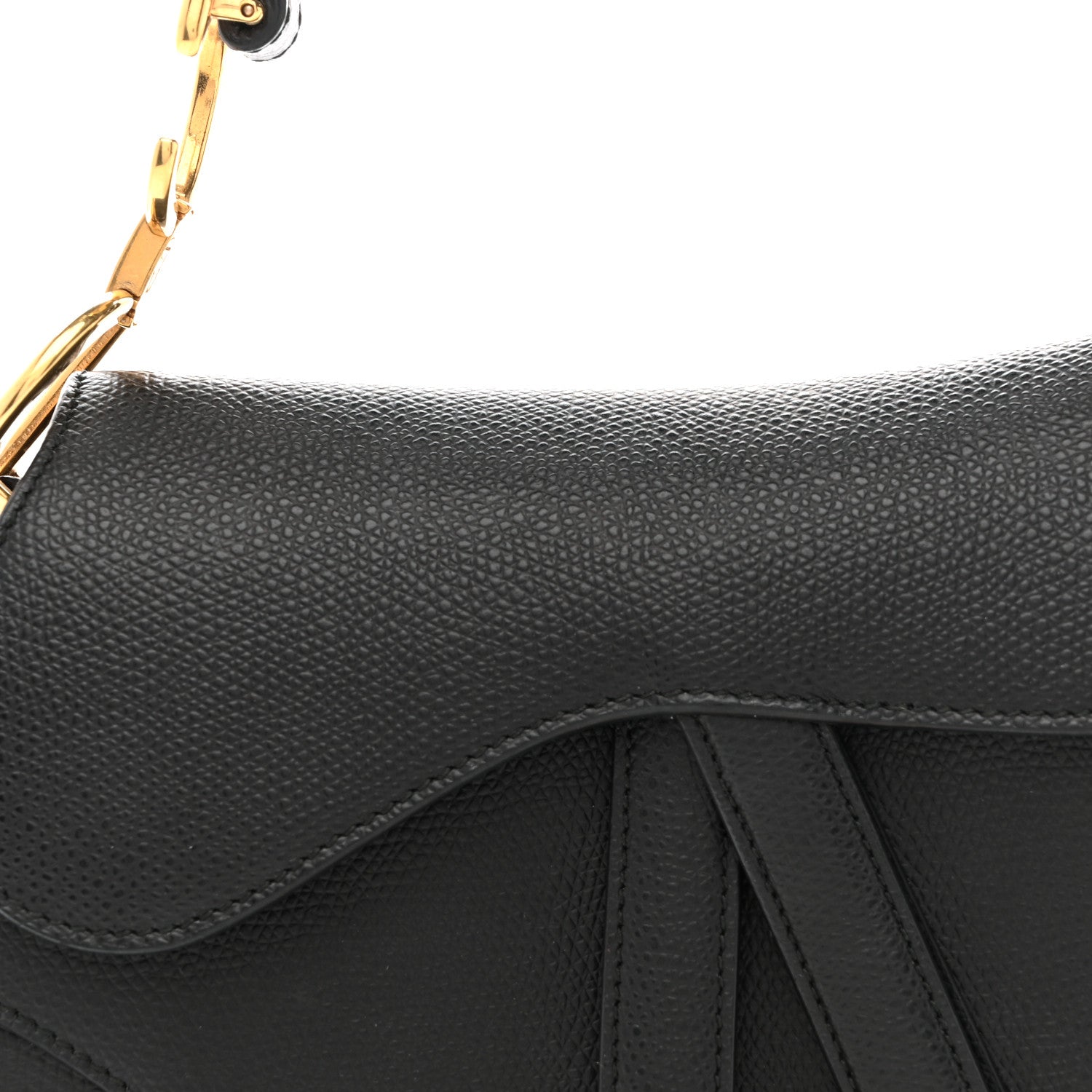 Grained Calfskin Mini Saddle Bag Black