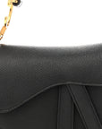 Grained Calfskin Mini Saddle Bag Black