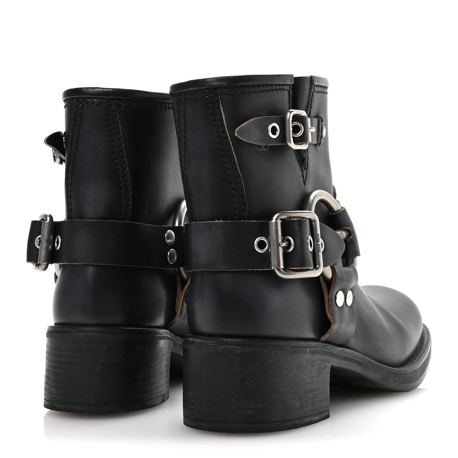 Calfskin Harness Enigneer Boots 37 Black