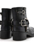 Calfskin Harness Enigneer Boots 37 Black