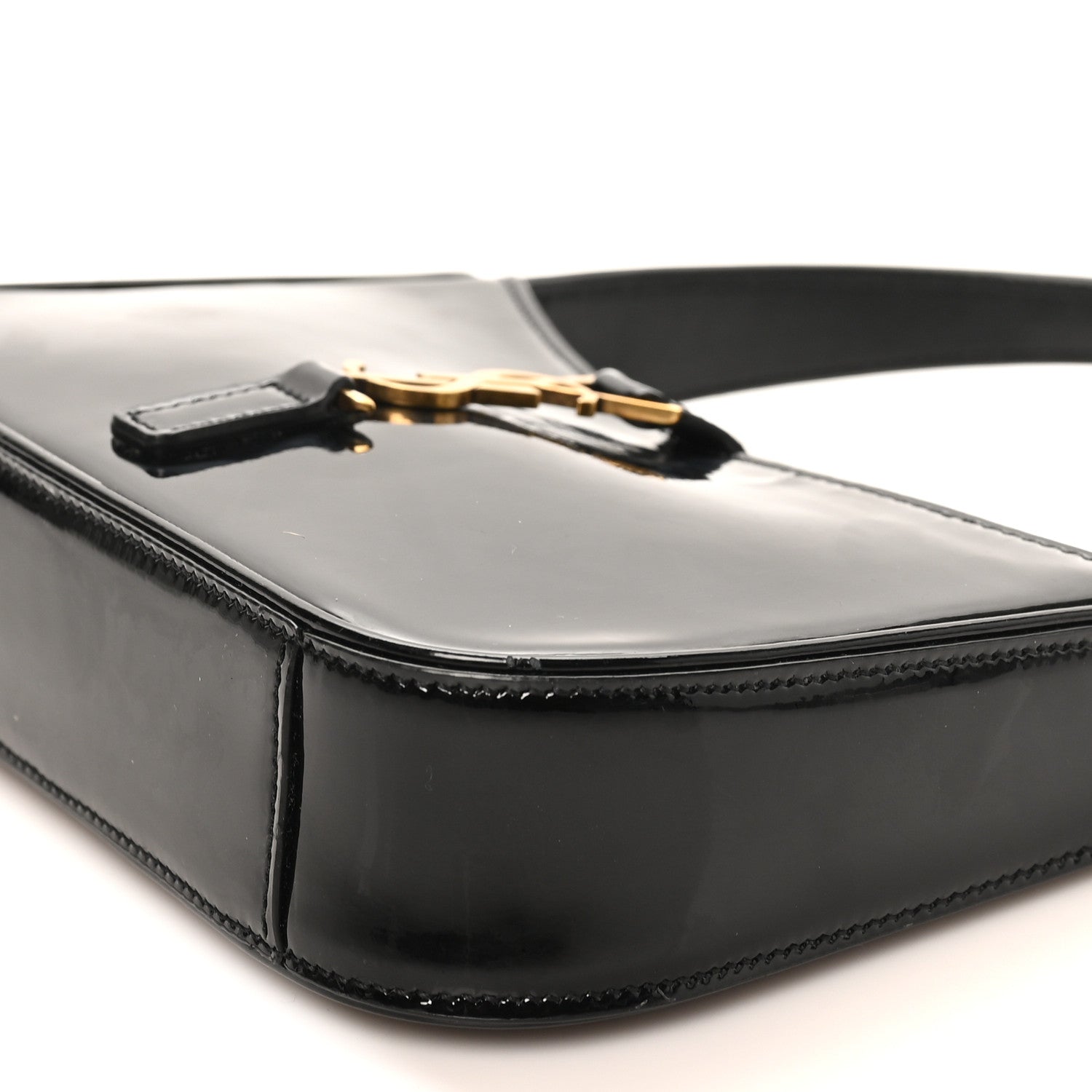 Patent Calfskin Le 5 A 7 Mini Hobo Black