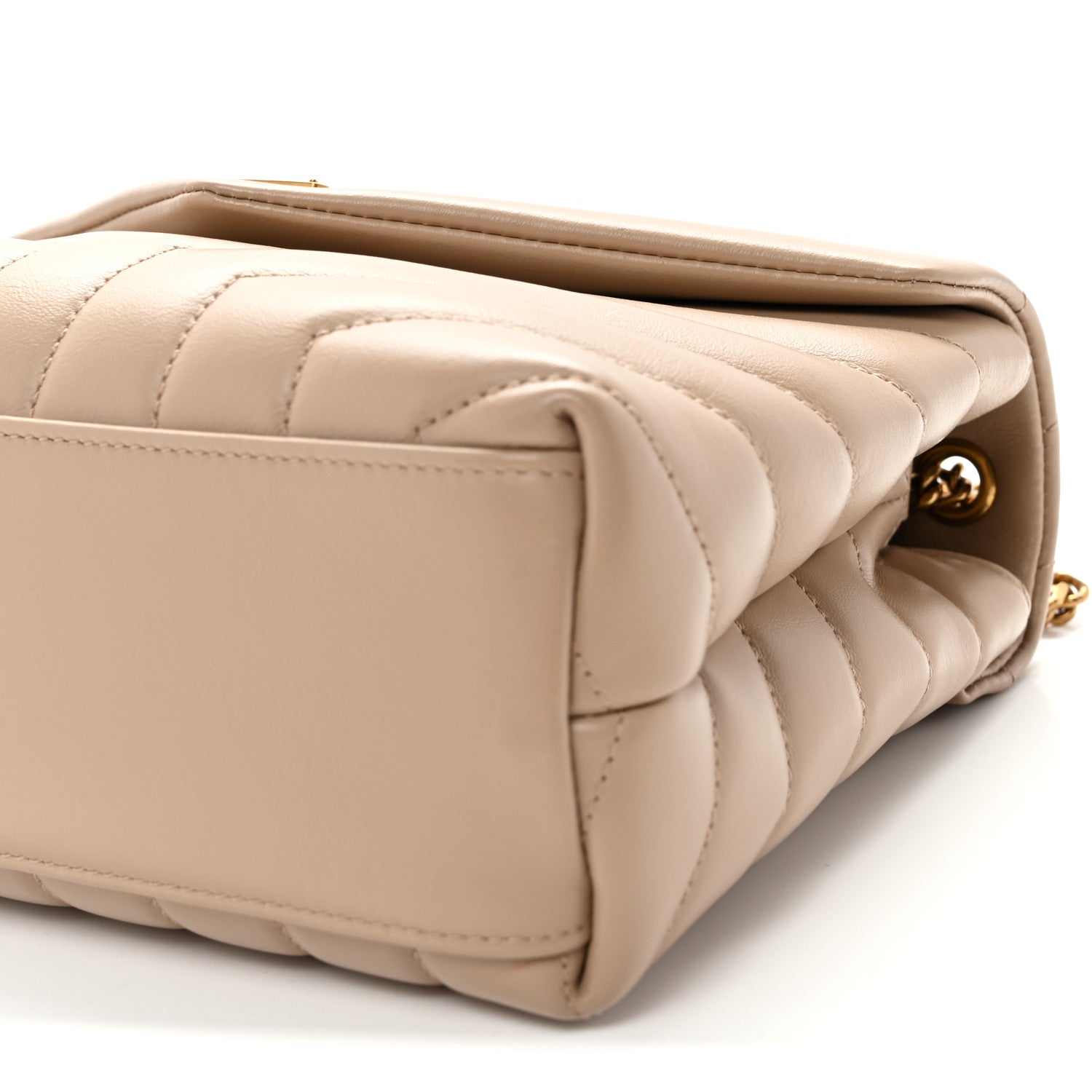 Calfskin Y Quilted Monogram Small Loulou Chain Satchel Dark Beige