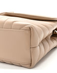 Calfskin Y Quilted Monogram Small Loulou Chain Satchel Dark Beige