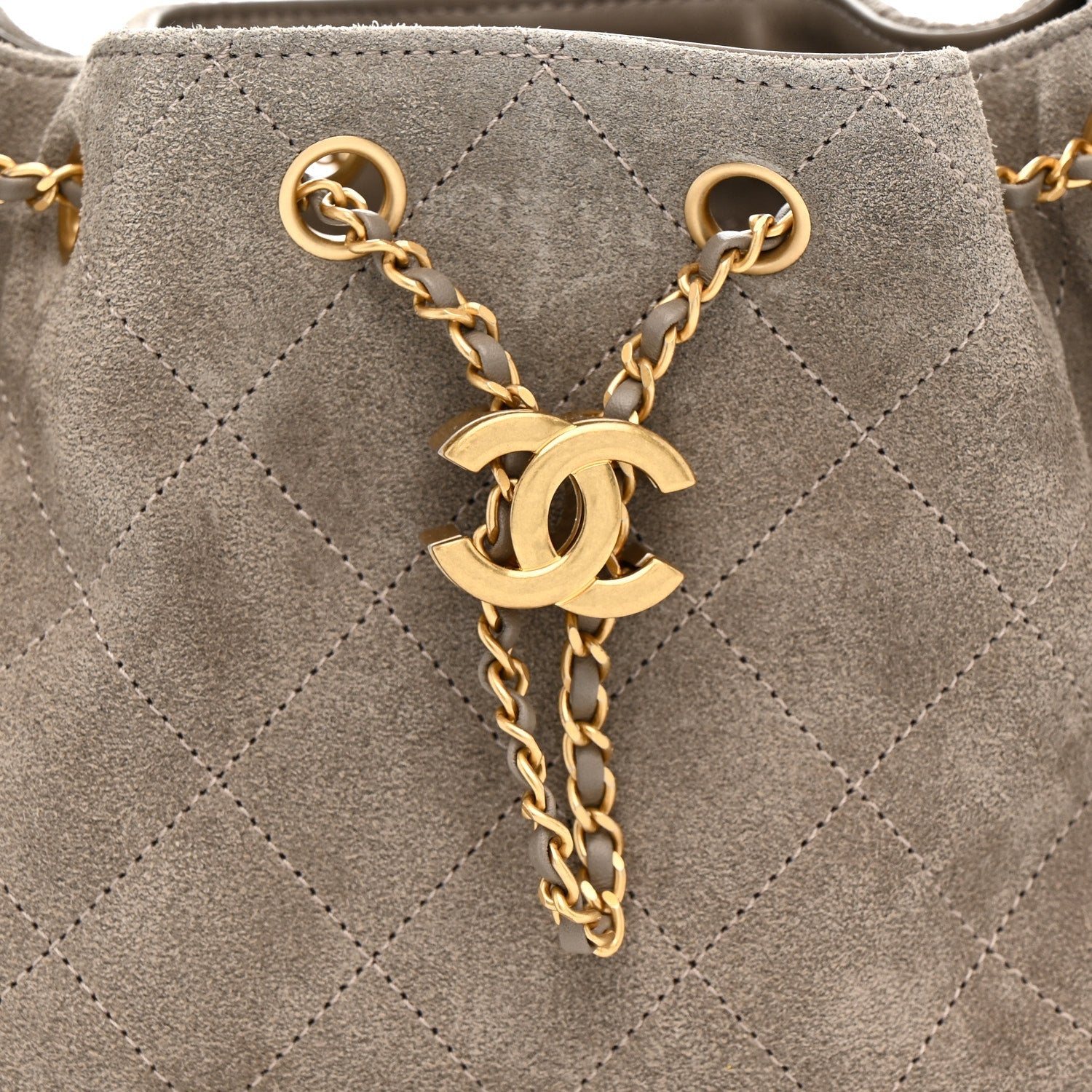 Suede Quilted Mini CHNL 25 Handbag Dark Grey