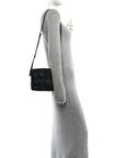 Grained Calfskin Intreccio Small Diago Crossbody Bag Black