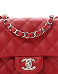 Caviar Quilted Mini Rectangular Flap Dark Red