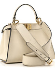Vitello Seta Suede FF Mini Peekaboo Iconic Satchel  Uovo Sigaro Marrone