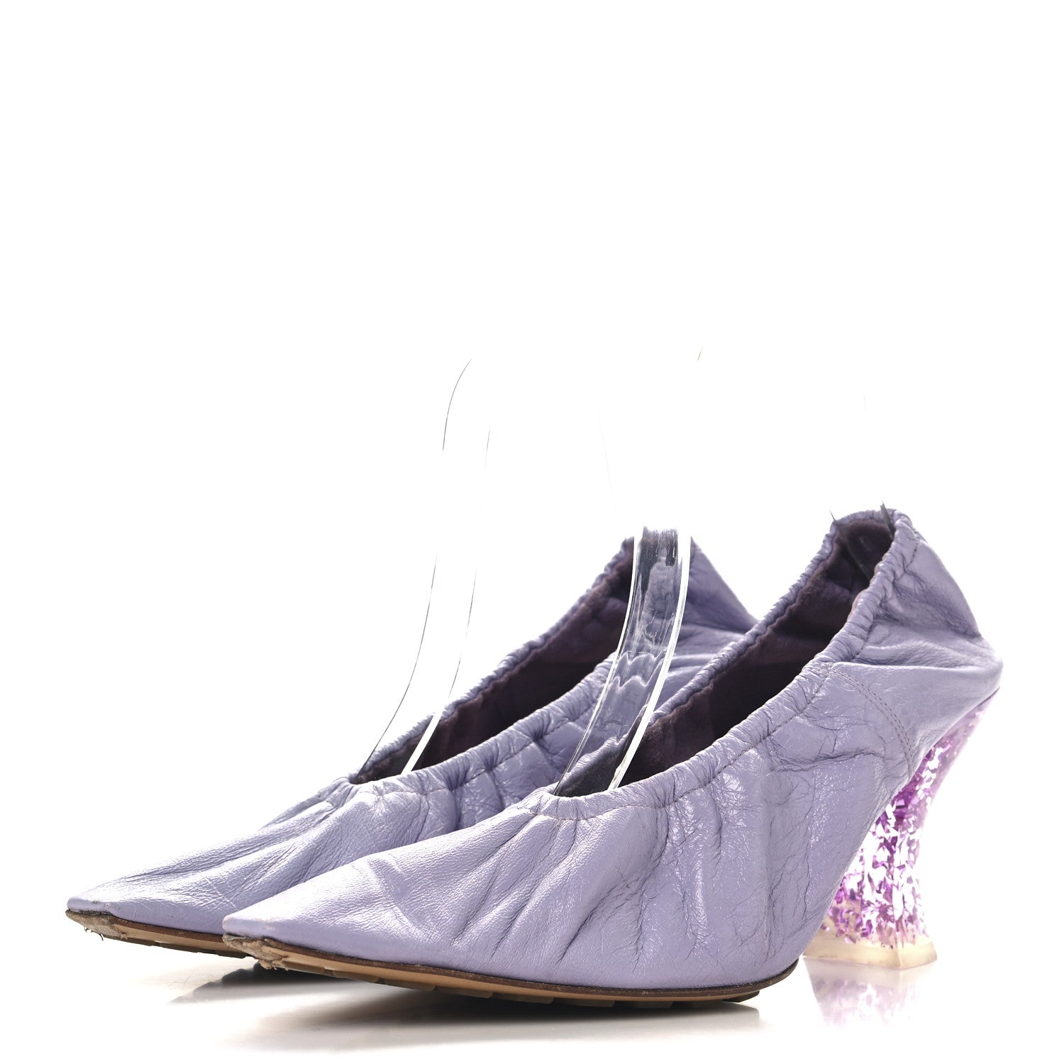 Crushed Nappa Glitter Plexiglass Almond Pumps 40 Lilac