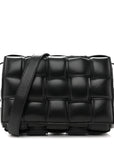 Paper Calfskin Maxi Intreccio Padded Cassette Crossbody Bag Black