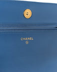 Lambskin Quilted CHNL 19 Wallet On Chain WOC Blue