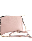 Signature Grain Calfskin Check Embossed Peyton Crossbody Clutch Bag Pale Orchid