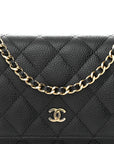 Caviar Quilted Wallet on Chain WOC Black