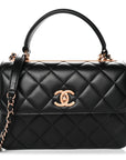 Lambskin Quilted Small Trendy CC Dual Handle Flap Bag Black