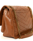 Crinkled Calfskin Matelasse Monogram Medium Niki Chain Satchel Caramel
