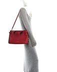 Derby Calfskin House Check Medium Banner Tote Russet Red