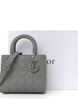 Ultra Matte Calfskin Cannage Medium Lady D1OR Grey Stone