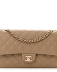 Caviar Quilted Medium Double Flap Dark Beige