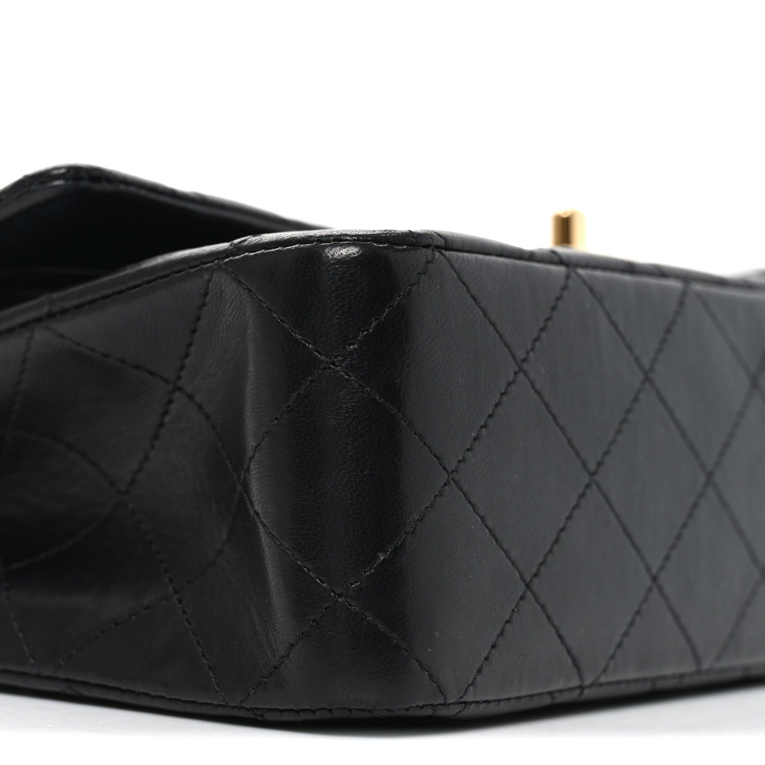 Lambskin Quilted Medium Double Flap Black