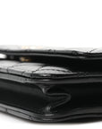 Calfskin Quilted Maxi Pearl Wallet On Chain WOC Black