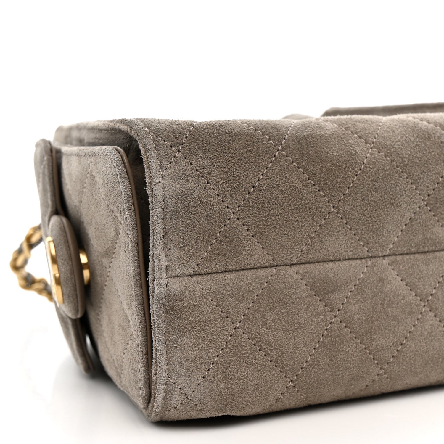 Suede Quilted Mini CHNL 25 Handbag Dark Grey