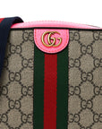 GG Supreme Monogram Textured Dollar Calfskin Web Ophidia Small Crossbody Bag Beige Ebony Fuchsia