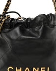 Shiny Calfskin Quilted Mini CHNL 22 Black
